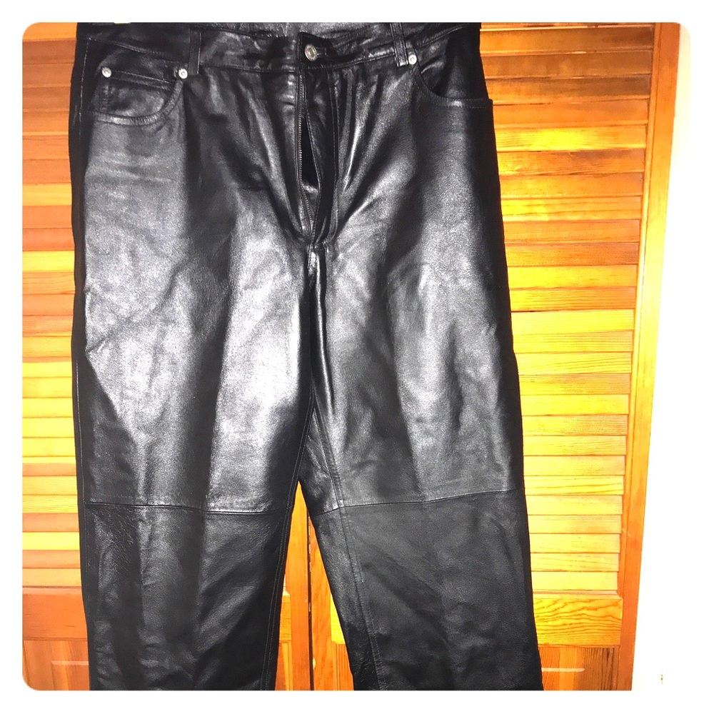 Sexy black leather pants